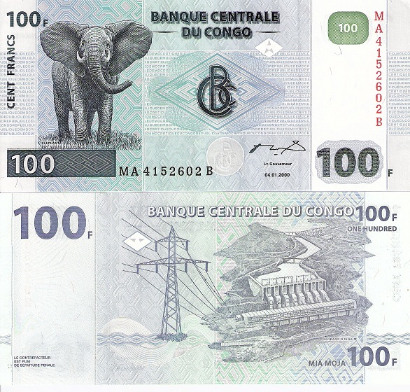 Democratic Republic of the Congo 1000 FRANCS 1964 Unc Banknote Cancelled 