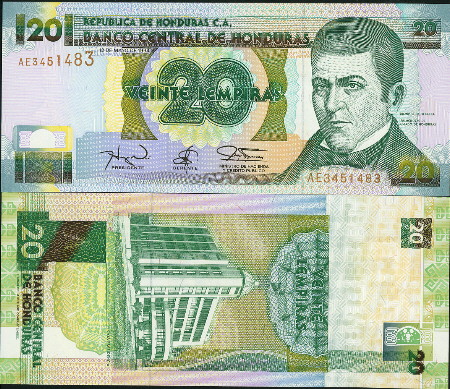 20 lempiras  (90) UNC Banknote