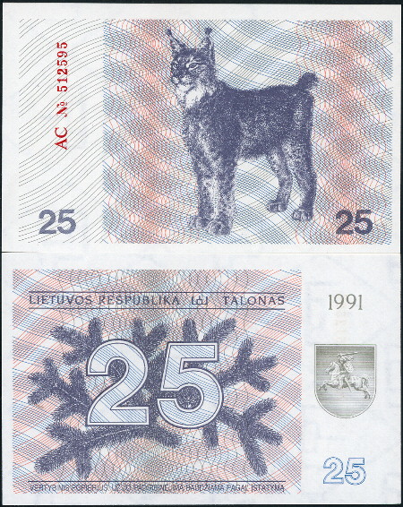 25 talonas  (90) UNC Banknote