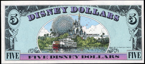 5 Disney dollars (90) UNC Banknote