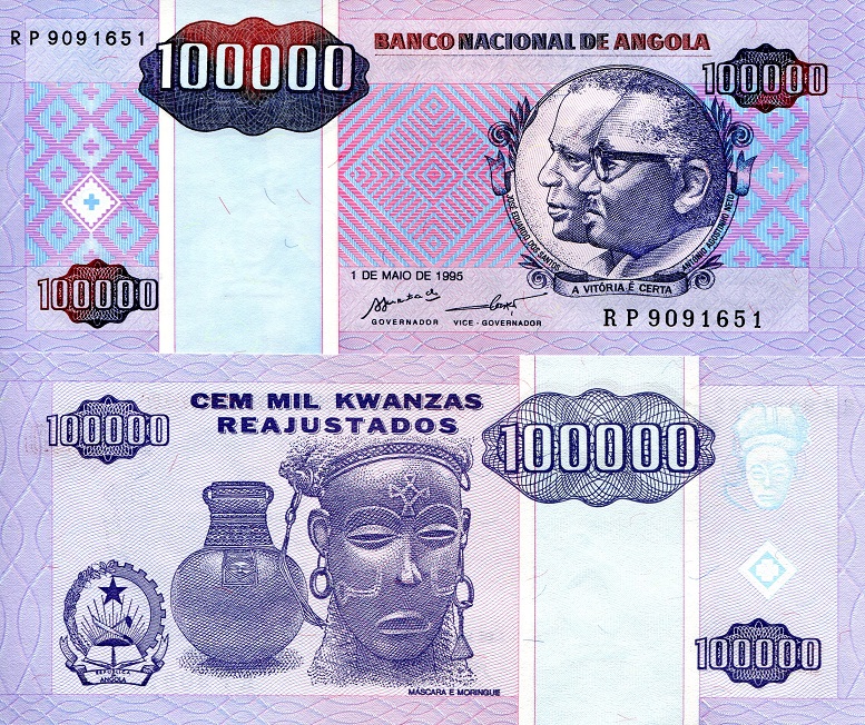 100,000 kwanzas readj. (80) AU Banknote
