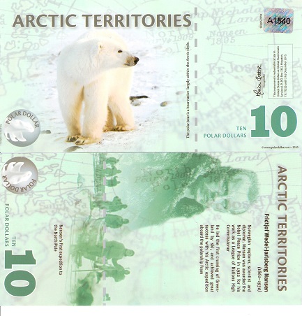 Polymer Arctic Territories UNC Animals Set $25-50-100-250-500 2016
