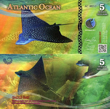 5 ocean dollars  (90) UNC Banknote