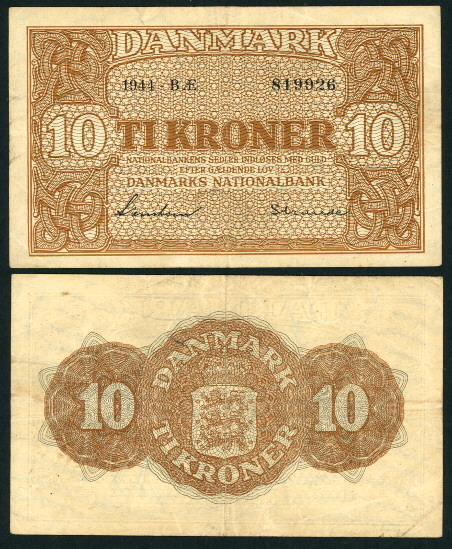 10 kroner  (55) F-VF Banknote