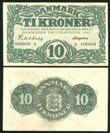 10 kroner  (60) VF Banknote
