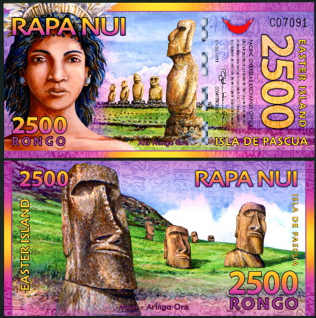 EASTER ISLANDS 500 RONGO NEW 2011 DOLPHIN POLYMER UNC BILL NOTE FUN MONEY 