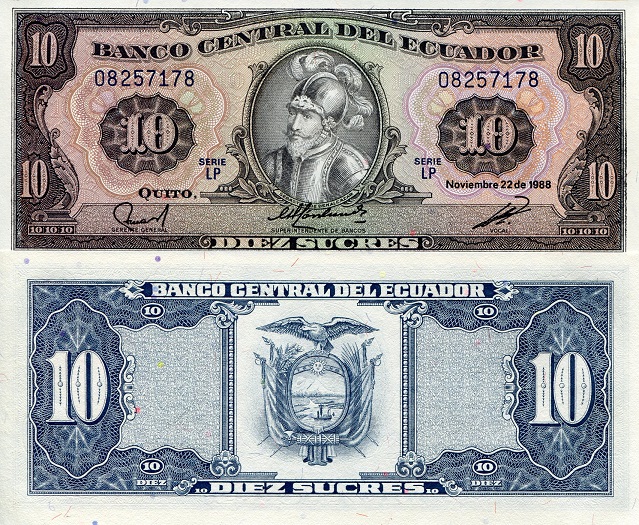 10 sucres  (90) UNC Banknote