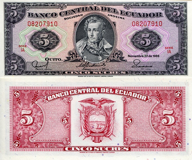 5 sucres  (90) UNC Banknote