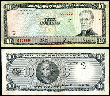 10 colones  (50) F Banknote