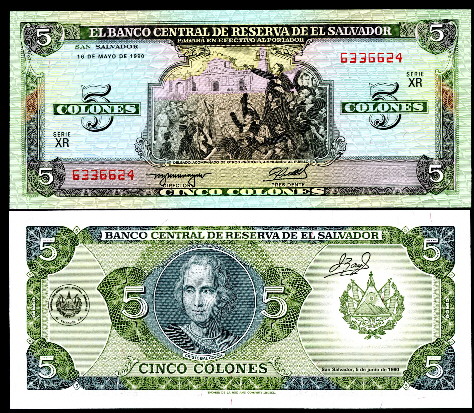 5 colones  (85) AU-UNC Banknote