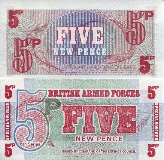 5 new pence  (90) UNC Banknote