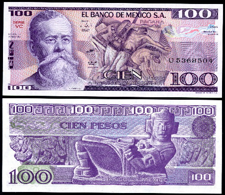 Mexico P-74a 100 Pesos Year 27.1.1981 Uncirculated Banknote 