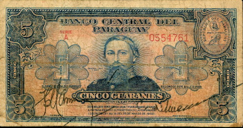 5 guaranies  (40) VG Banknote