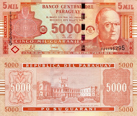 5,000 Guaranies  (90) UNC Banknote