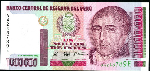 1,000,000 intis  (90) UNC Banknote
