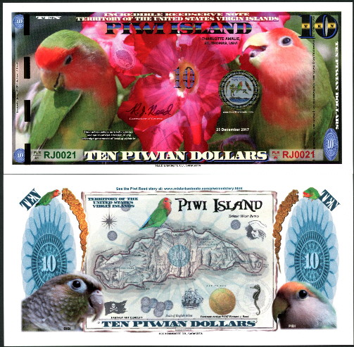 10 Piwian dollars  (90) UNC Banknote