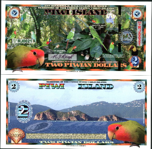 2 Piwian dollars  (90) UNC Banknote