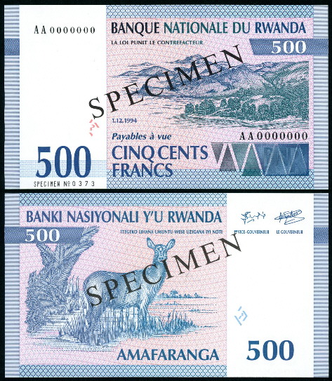 500 francs  (90) UNC Banknote