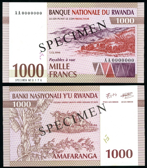 1000 francs  (90) UNC Banknote