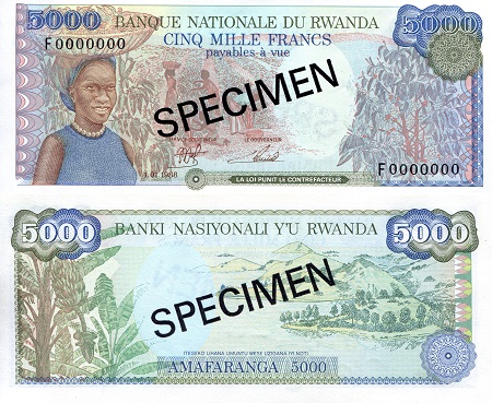 5,000 Francs  (90) UNC Banknote