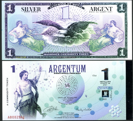 1 troy ounce silver  (90) UNC Banknote