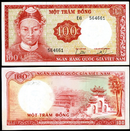 SOUTH VIETNAM LOT 100-500 DONG 1964-66 F-VF CONDITION 