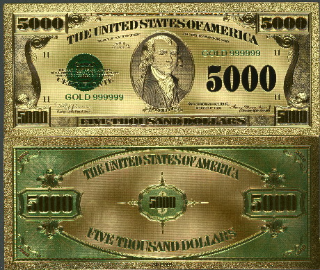 5,000 Dollars  (90) UNC Banknote