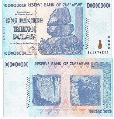 100,000,000,000,000 dollars  (90) UNC Banknote